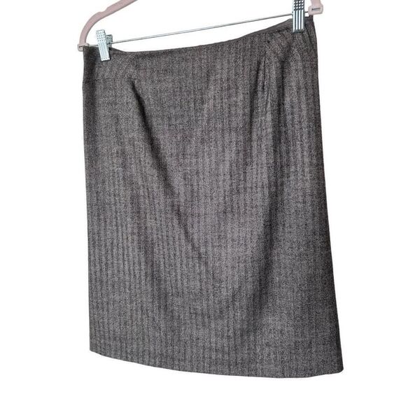Vintage Wool Chaiken Knee Length Pleated Pencil Skirt Size 8 Brown Wool Gatsby - Picture 4 of 14